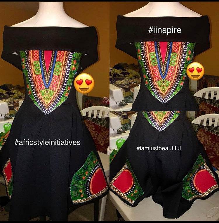 Dashiki Black Dress