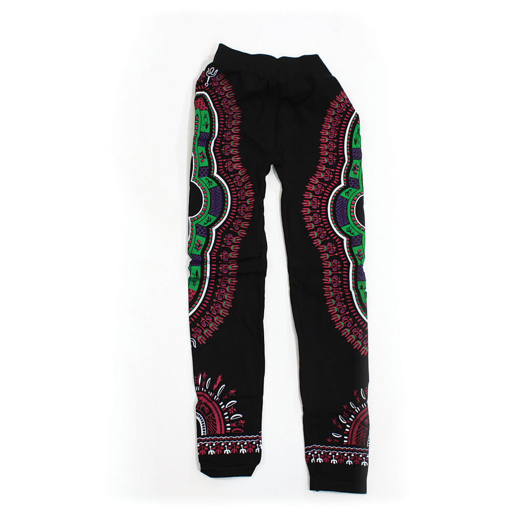 Traditional Print Black Leggings