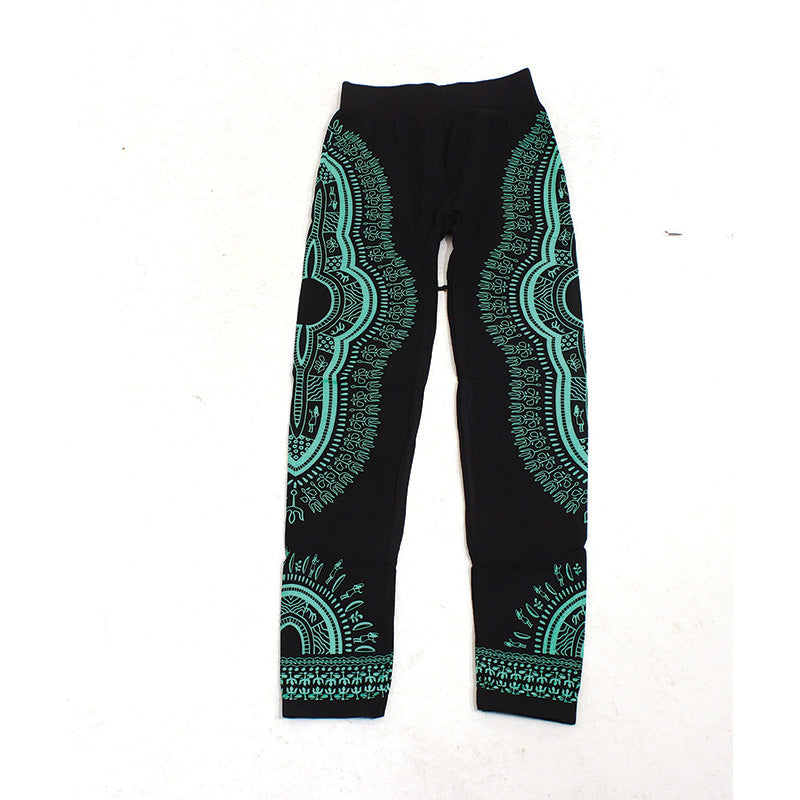 Traditional Print Black Leggings
