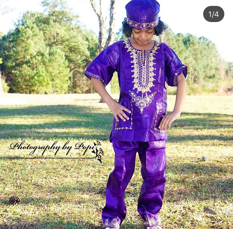 African Purple Embroidery Set