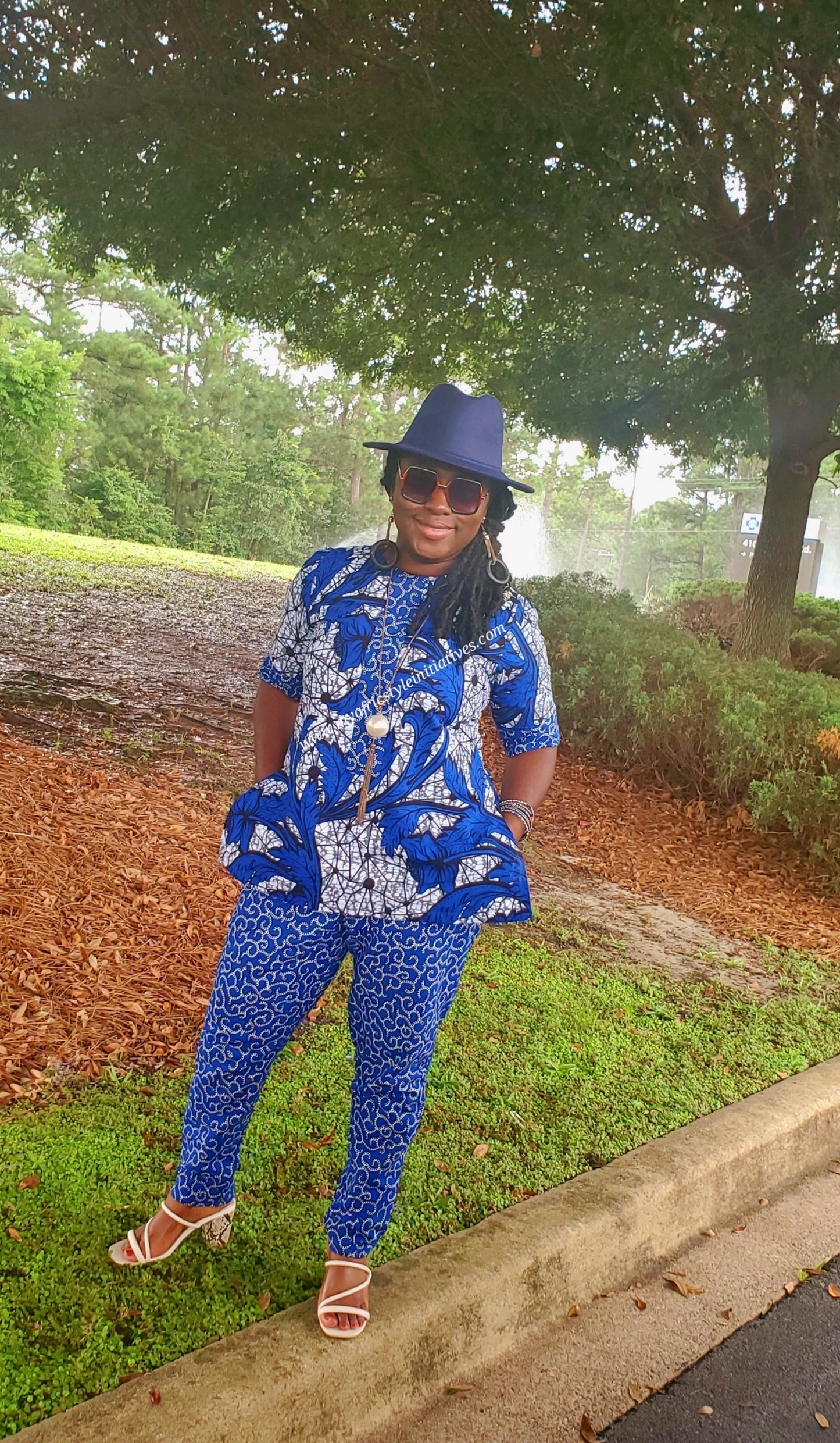 Blue Short Sleeves Pant Set