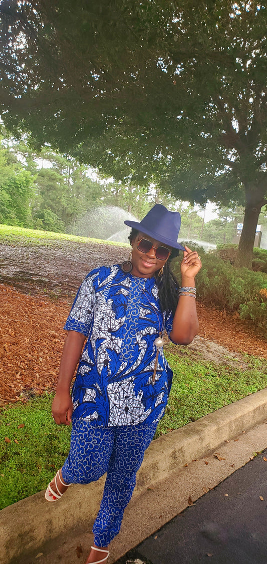 Blue Short Sleeves Pant Set