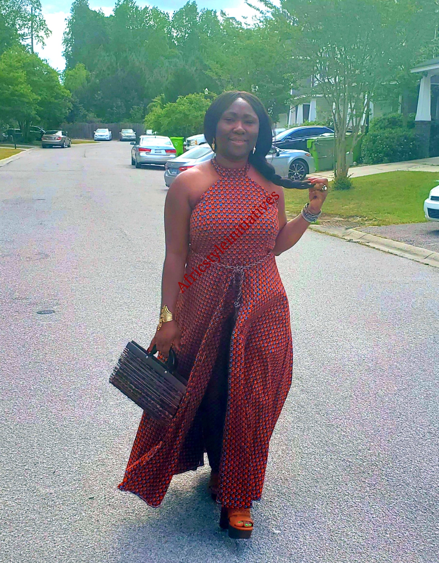 African Print Jumpsuit Dress