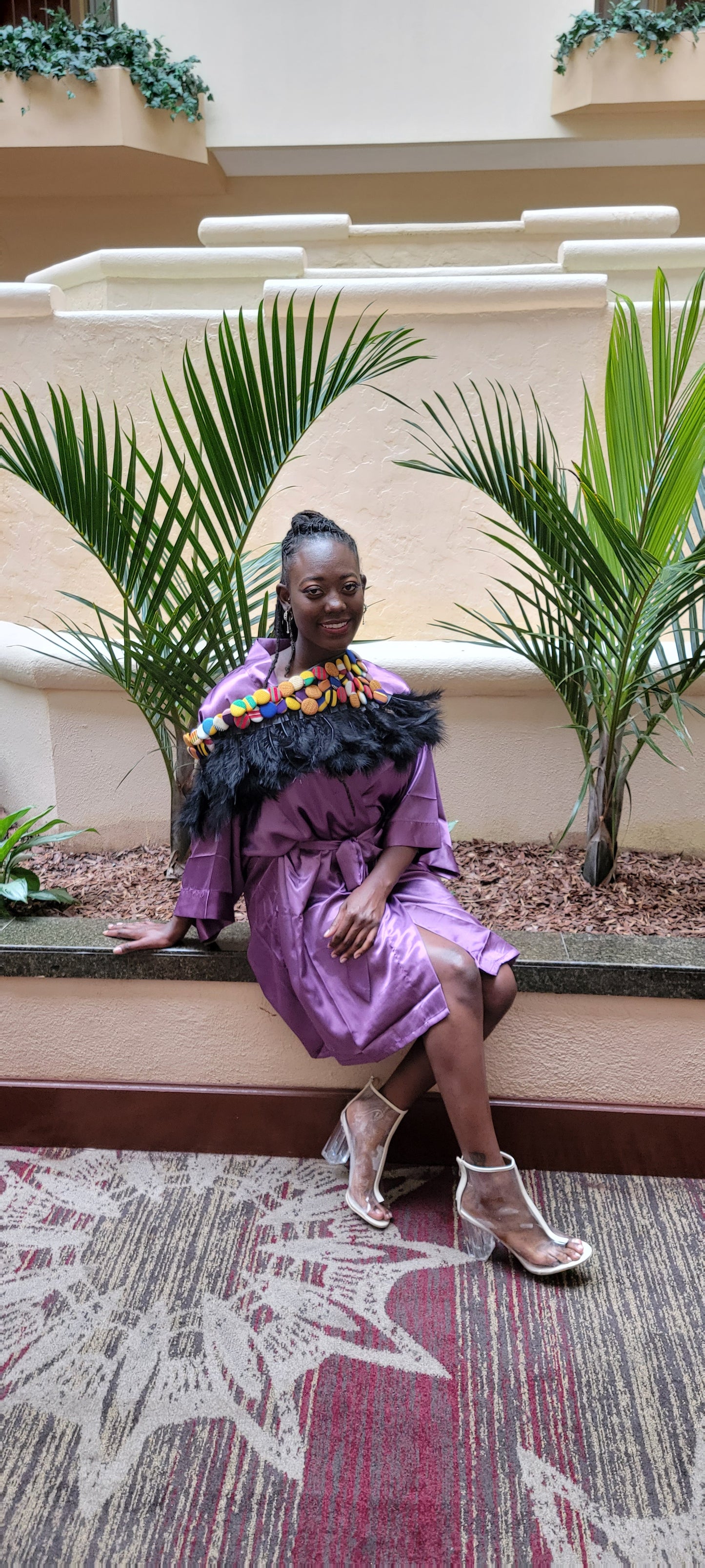 Ankara Buttons With Feathers Collar