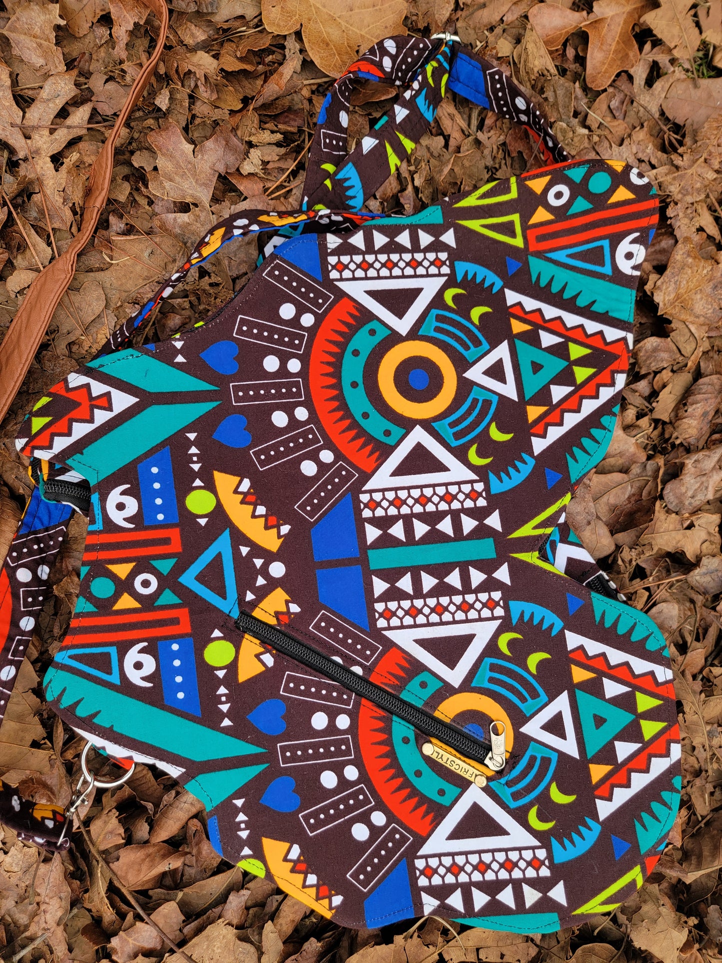 African Print Map Bag