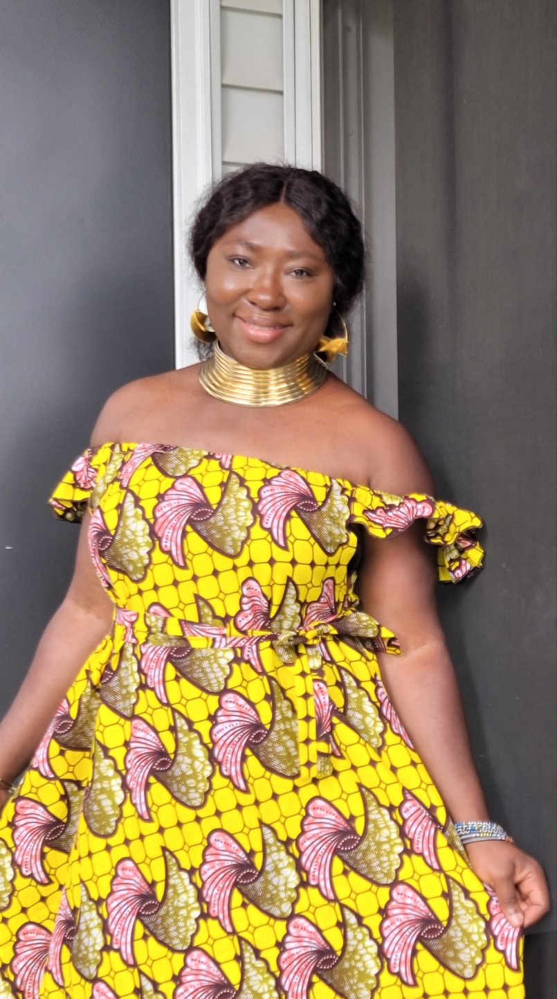 Yellow Ankara Off-Shoulder Dress