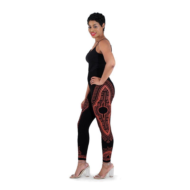 Traditional Print Black Leggings