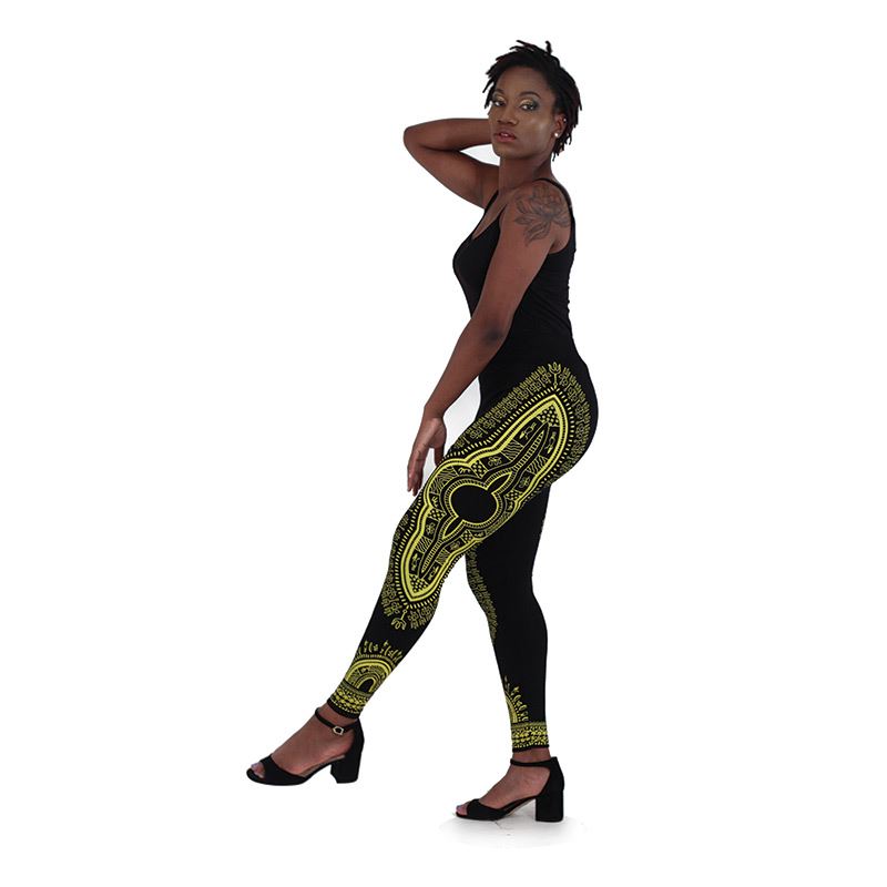 Traditional Print Black Leggings