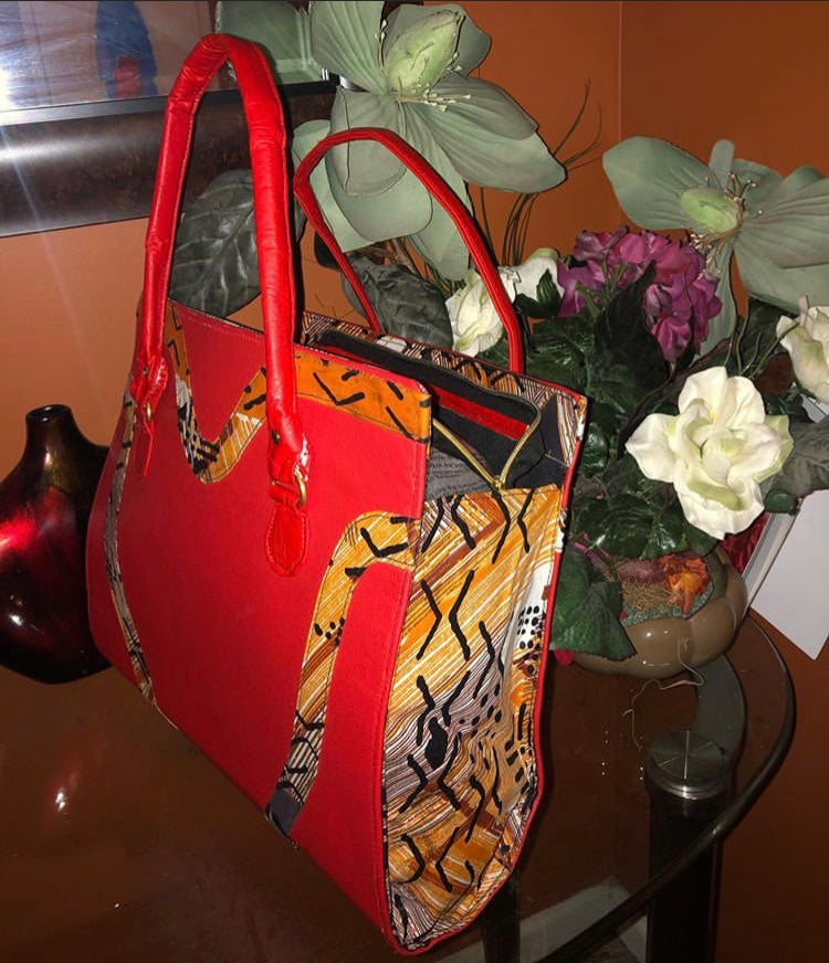 Red Ankara Accent Bag
