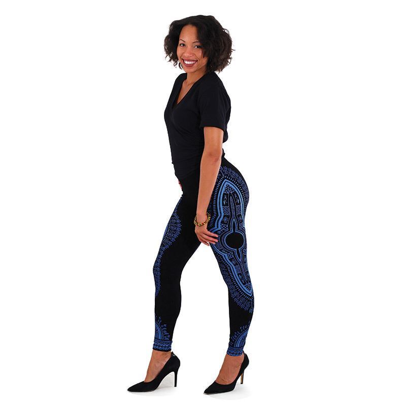 Traditional Print Black Leggings