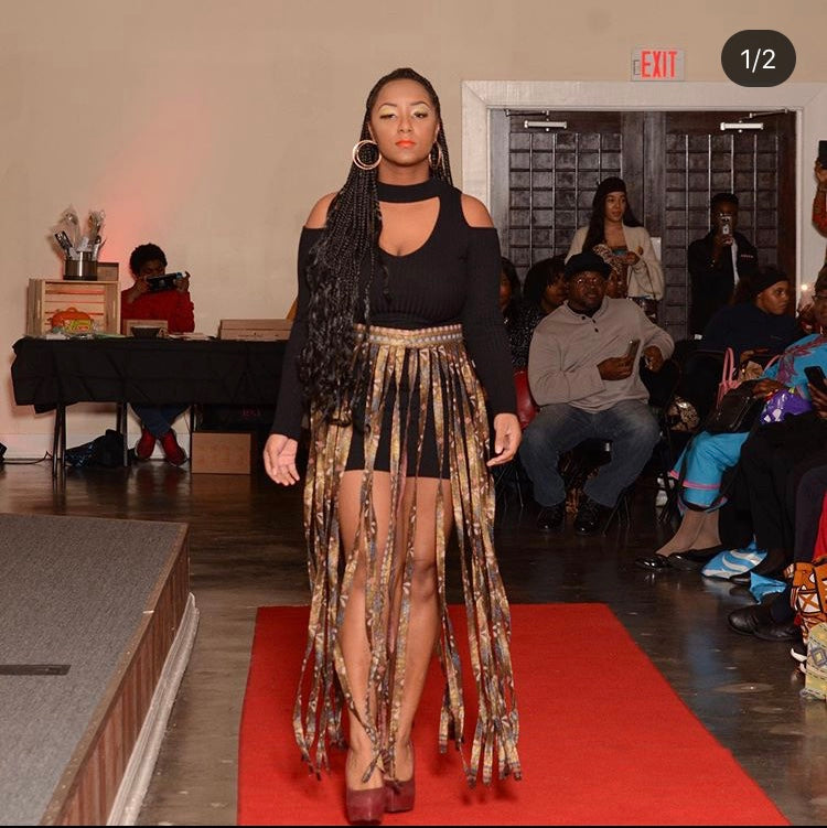 African Print Strap Skirt