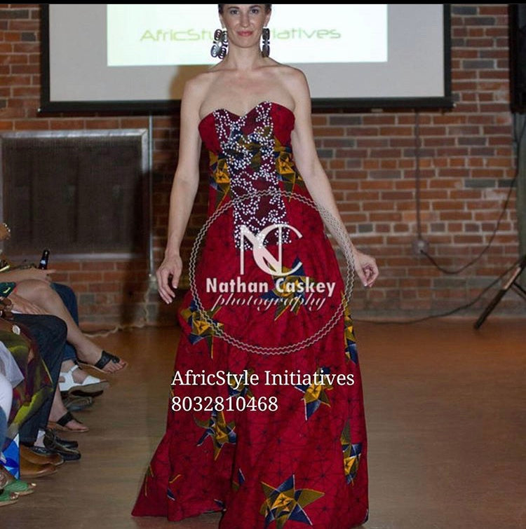 Ankara Red Gown