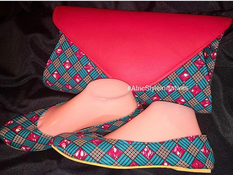 Red and Blue Ankara Clutch