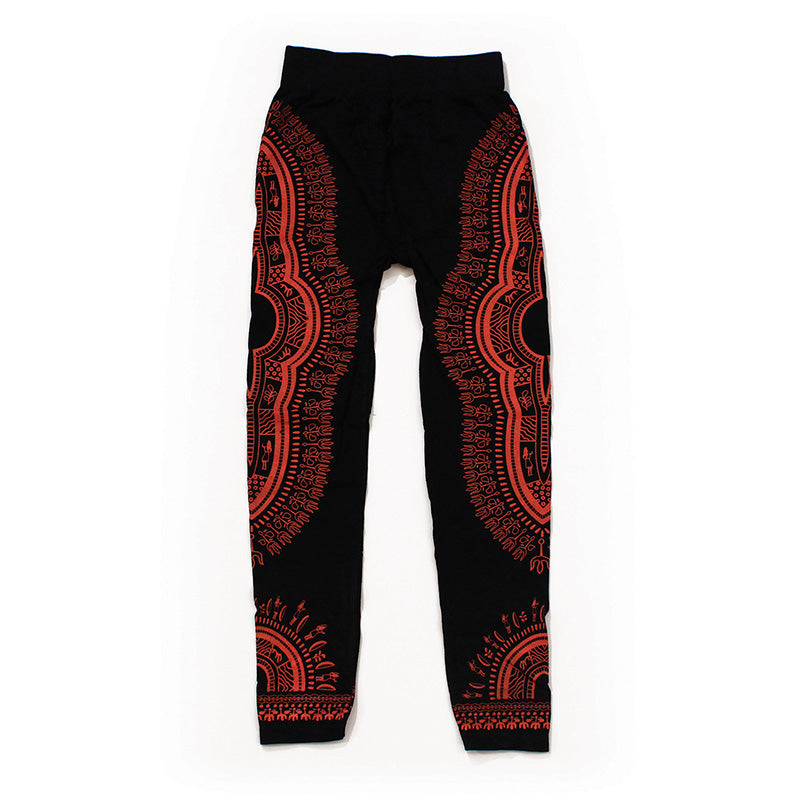 Traditional Print Black Leggings