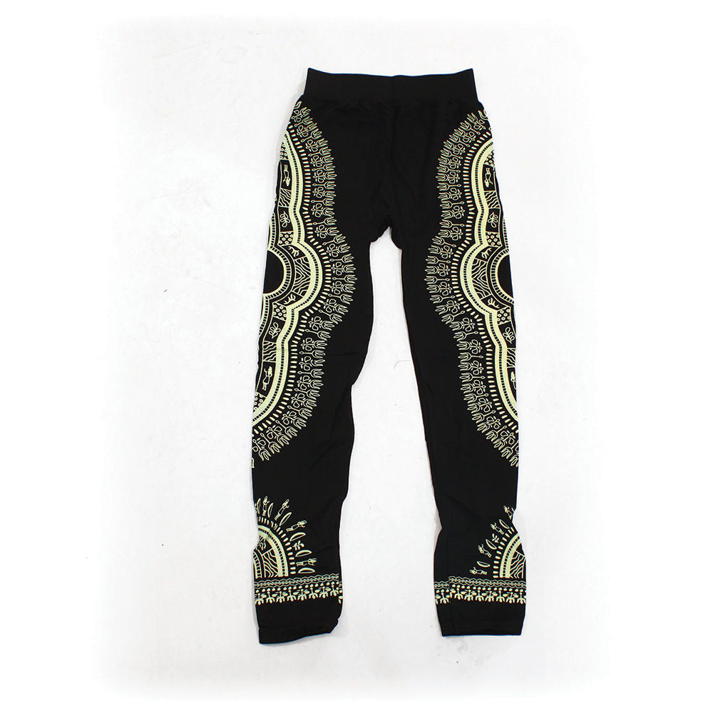 Traditional Print Black Leggings