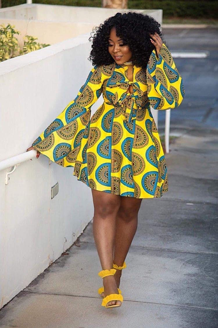 Ankara Front lace-up Dress