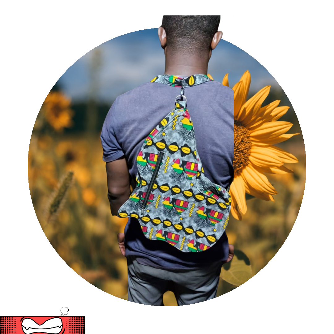 African Print Map Bag