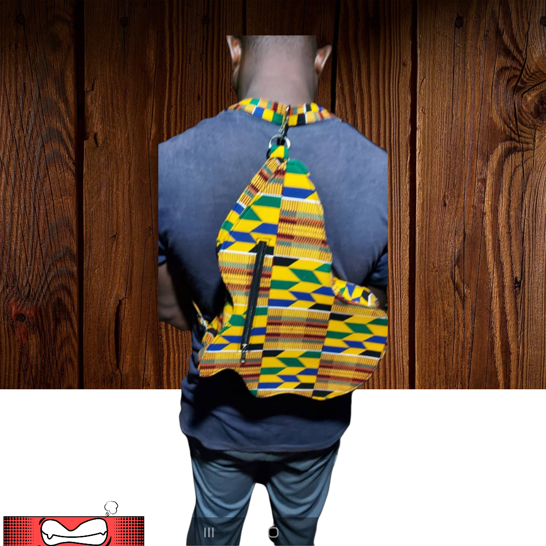 African Print Map Bag