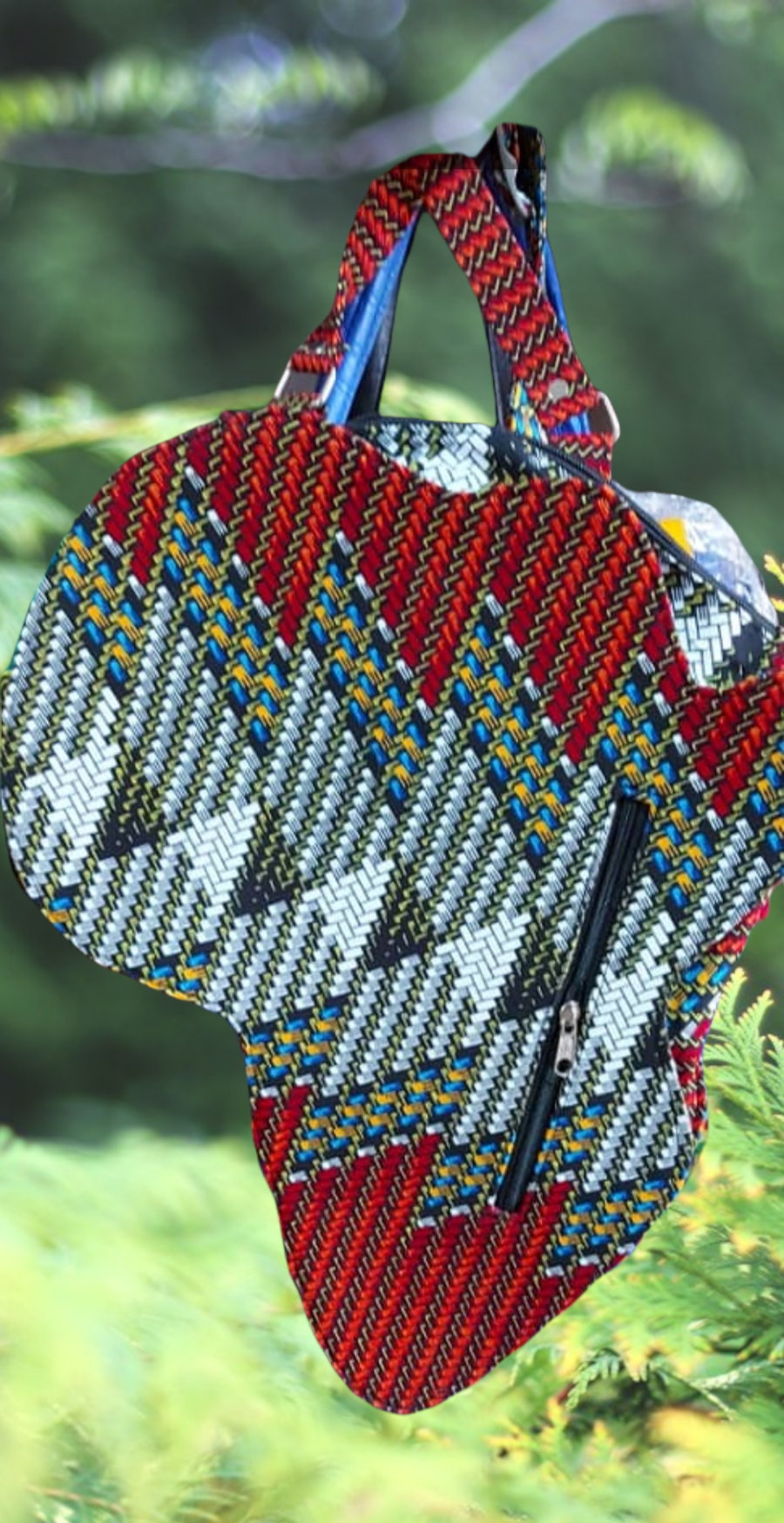 African Print Map Bag