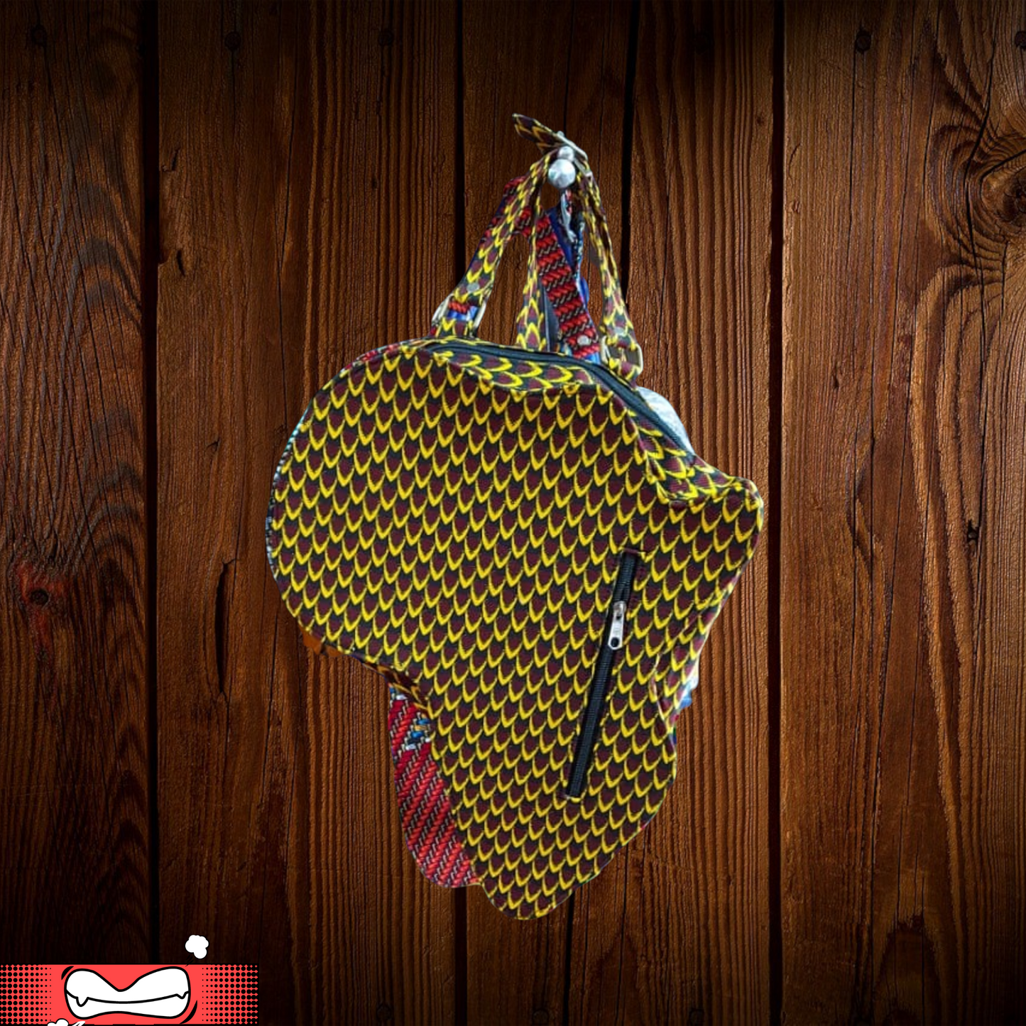 African Print Map Bag