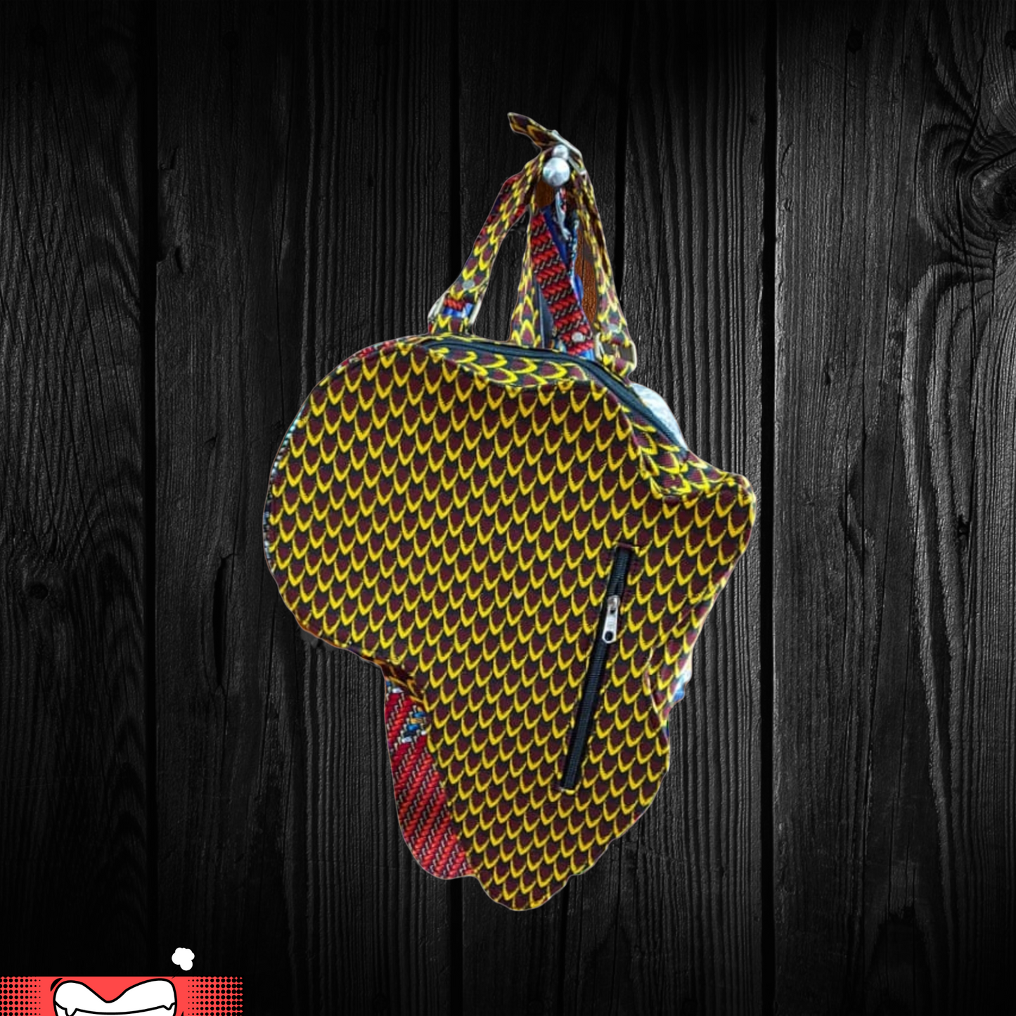 African Print Map Bag