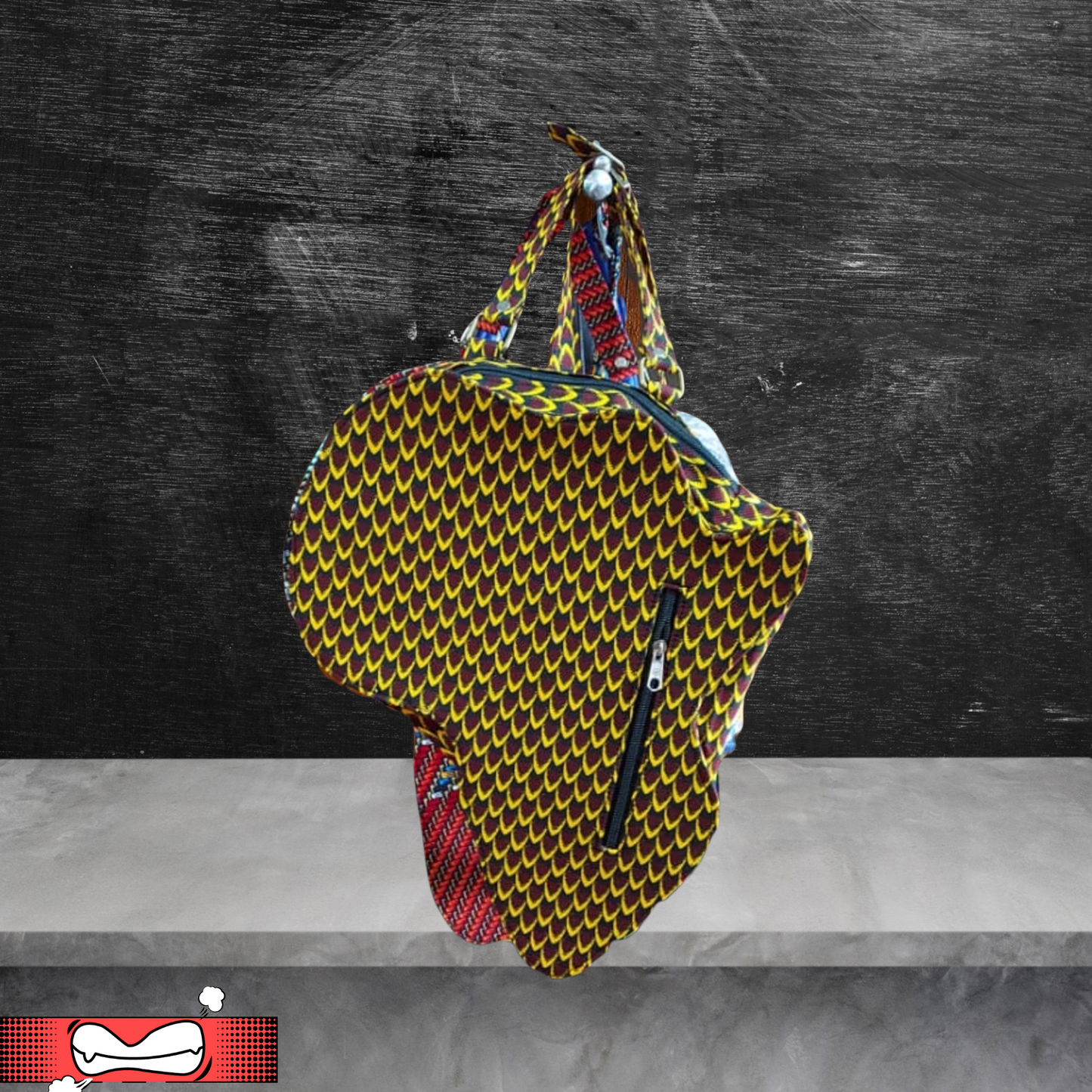African Print Map Bag