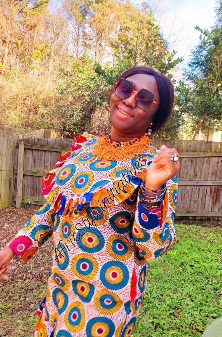 African Print Circled Short Dress