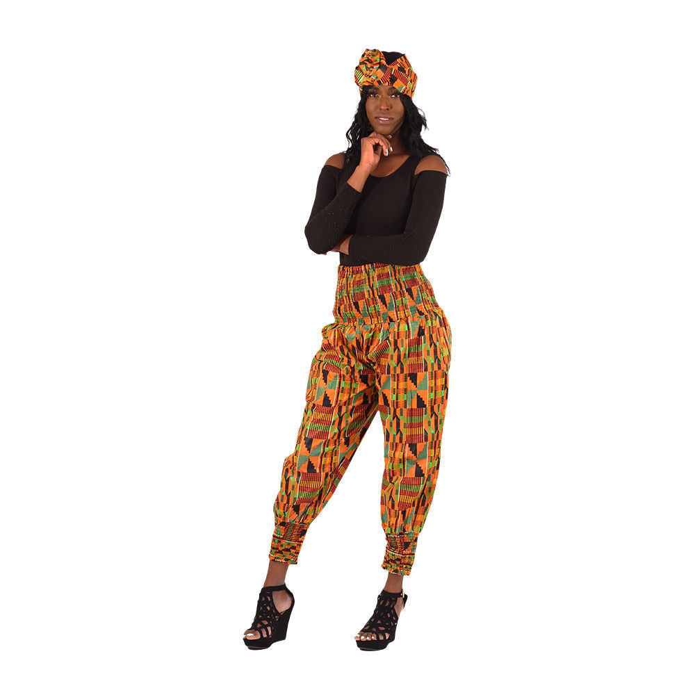Kente Elastic Harem Pants