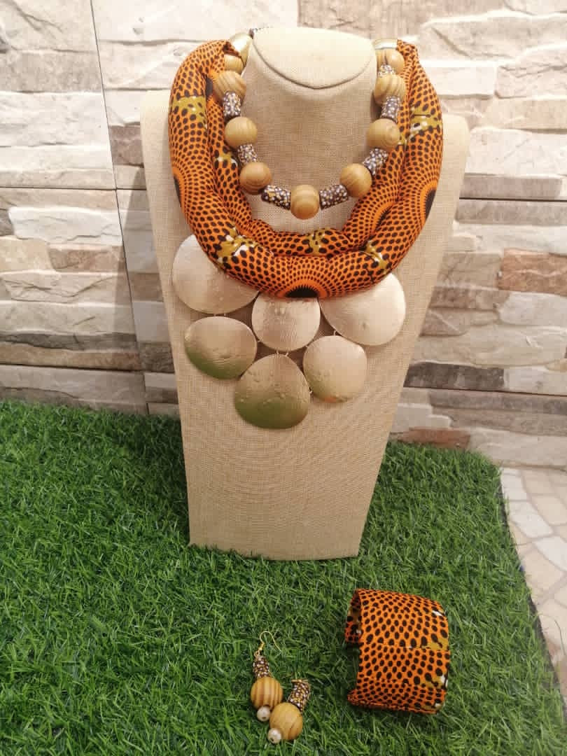 African Print Goddess Corded Necklace Set