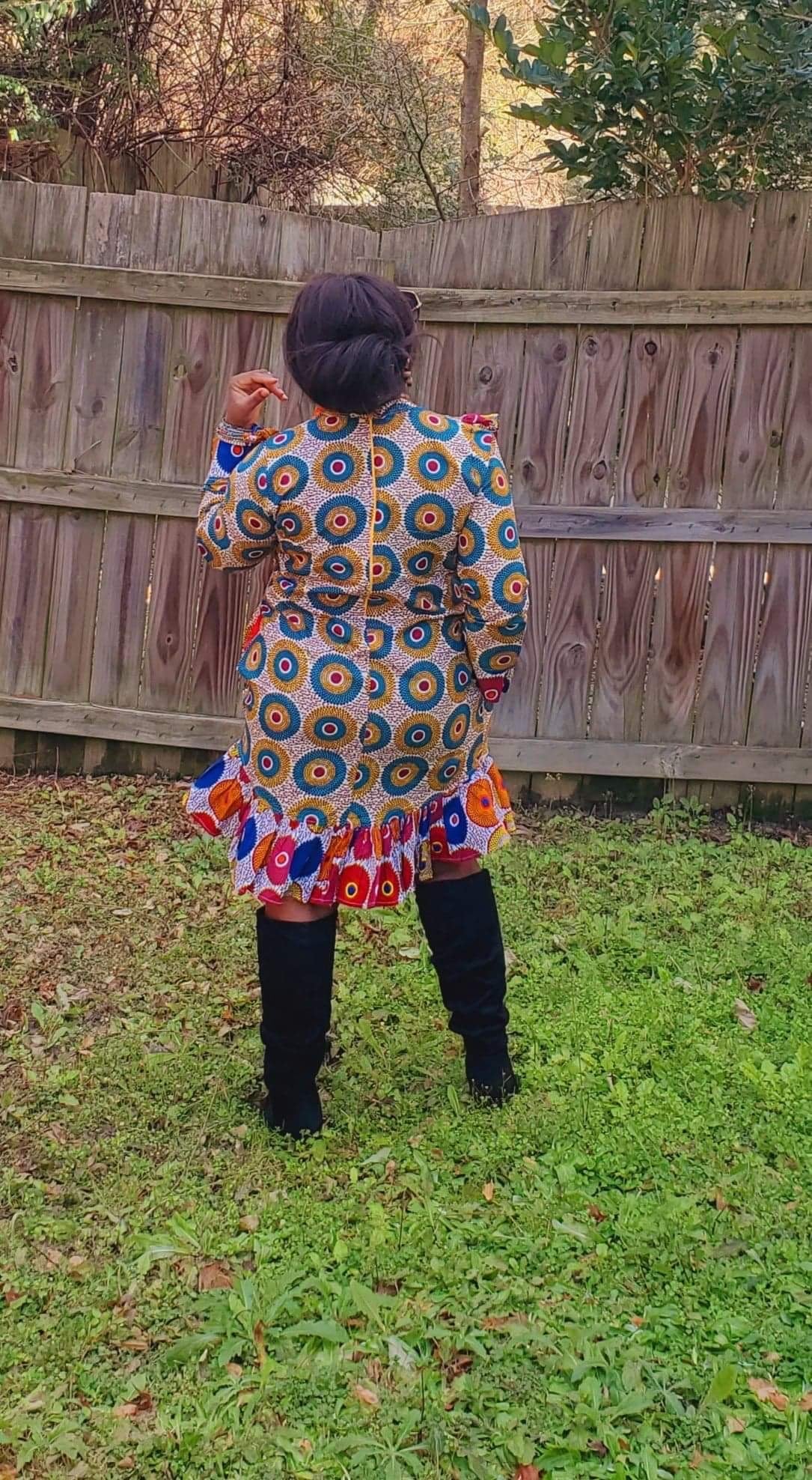 African Print Circled Short Dress