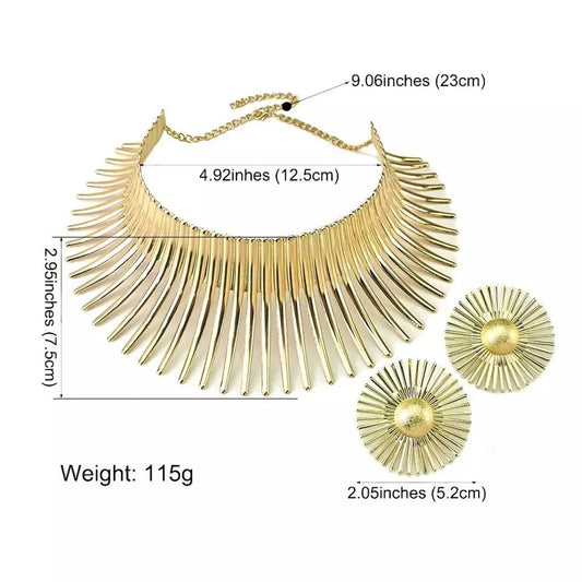 Exaggerated Torque Choker Necklace Earrings Set